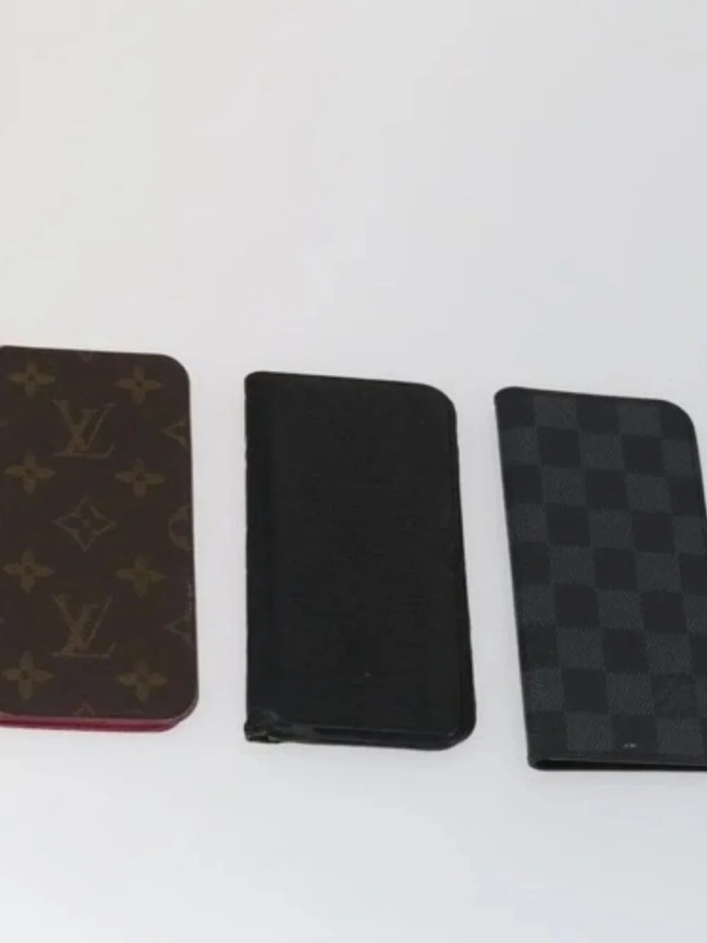 LOUIS VUITTON Monogram iPhone Case Leather 10 Set Beige LV Auth bs32346